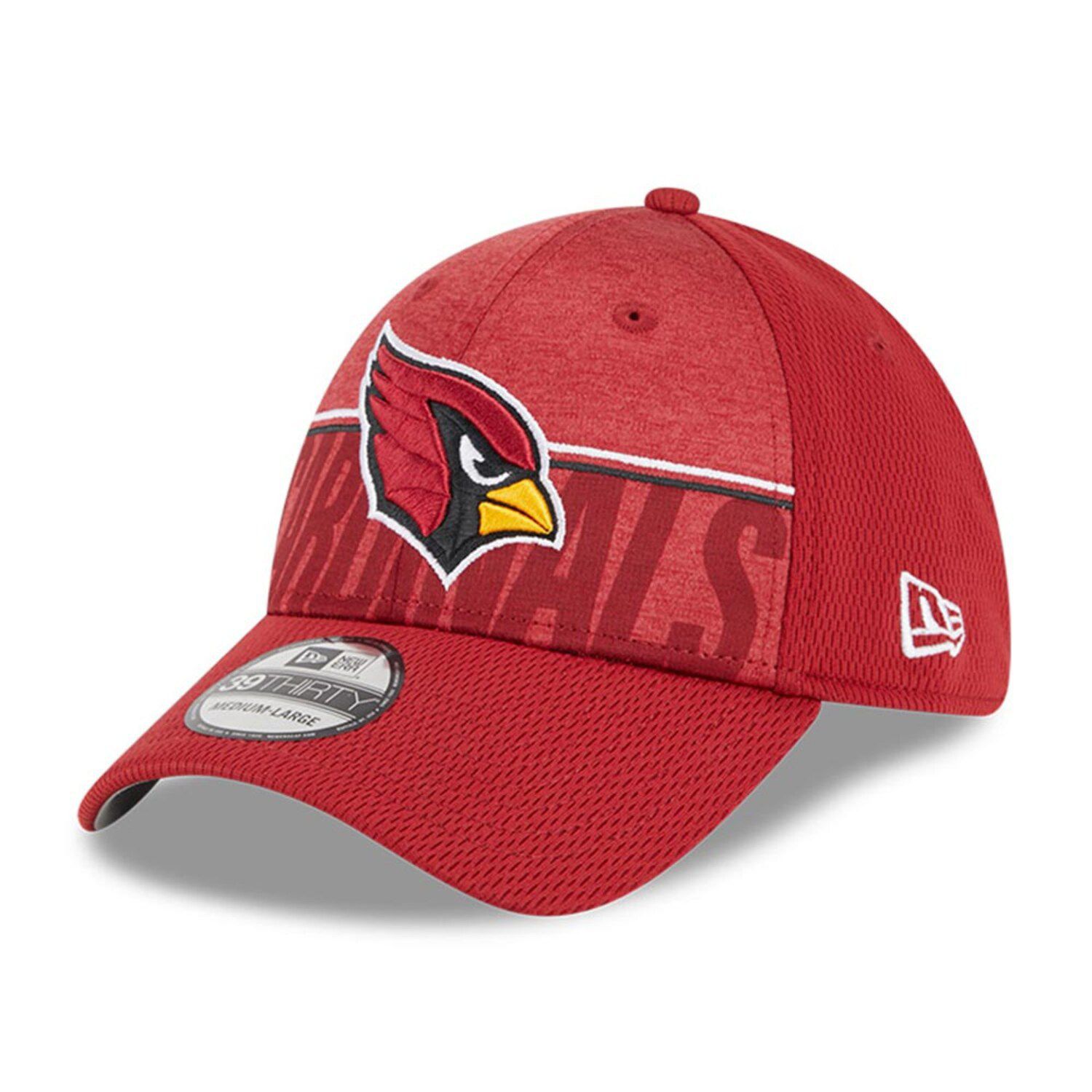 

Мужская кепка New Era Cardinal Arizona Cardinals 2023, тренировочный лагерь НФЛ 39THIRTY Flex Fit.