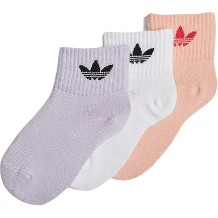 Носки 3 шт детские Adidas Originals, 3 Pack (White+Light Purple+Hazy Coral Powder)