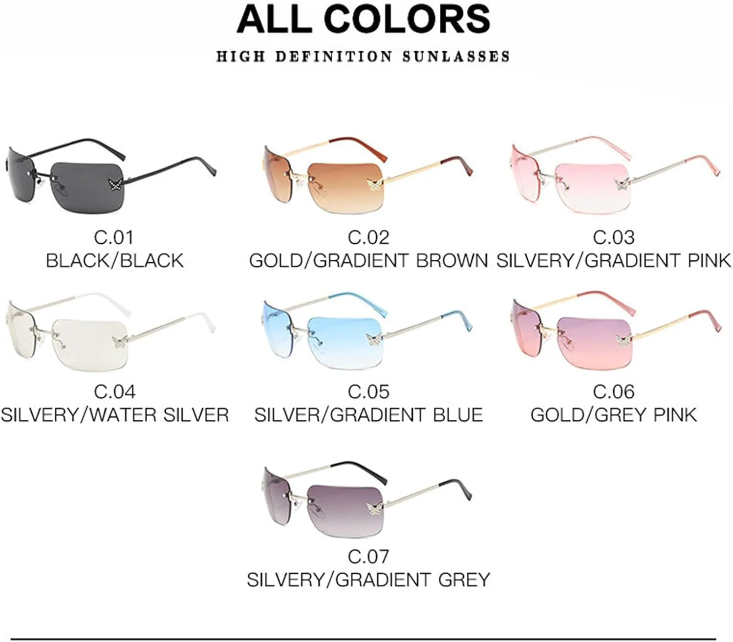 

Солнцезащитные очки Willochra 2023 прямоугольной формы с градиентом в стиле Y2K для женщин, модные ретро-очки для лета, без оправы, с эффектом бабочки, Purple