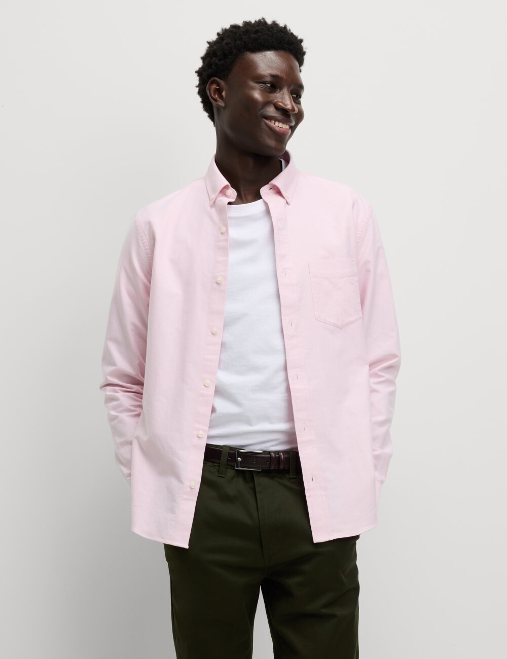 

Рубашка Oxford Slim Fit из чистого хлопка Marks & Spencer, белый
