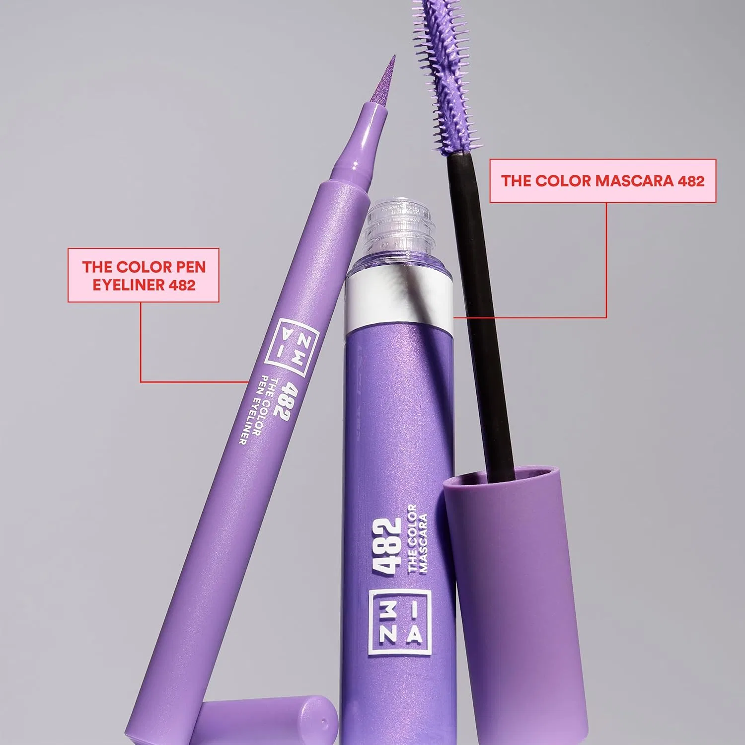 Набор для макияжа Perfect Purple Set 3INA: подводка 482 и тушь 482 фиолетовые — фото 2