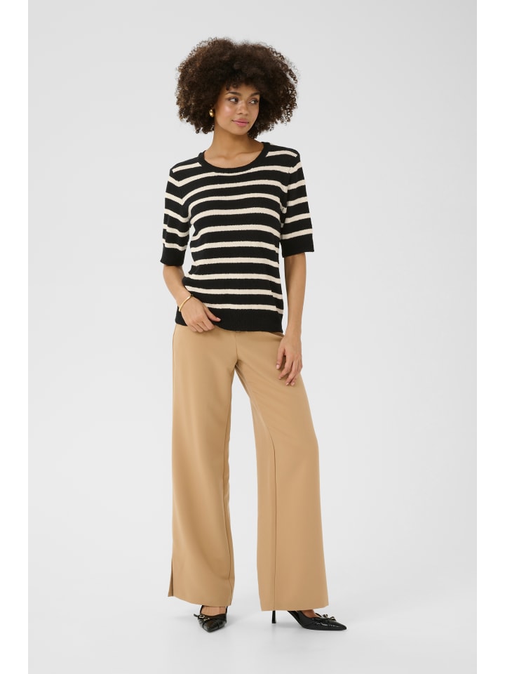 

CULTURE Вязаный свитер CUmesa свободного кроя в черно-белую полоску