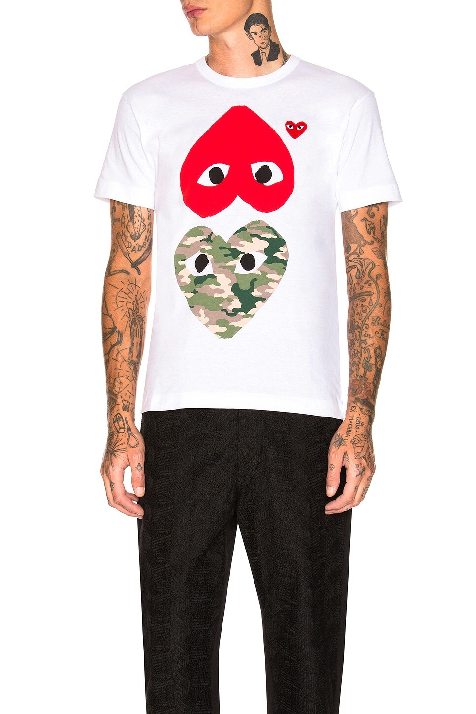 

Камуфляжная футболка с двойной эмблемой Comme Des Garcons Play, белый
