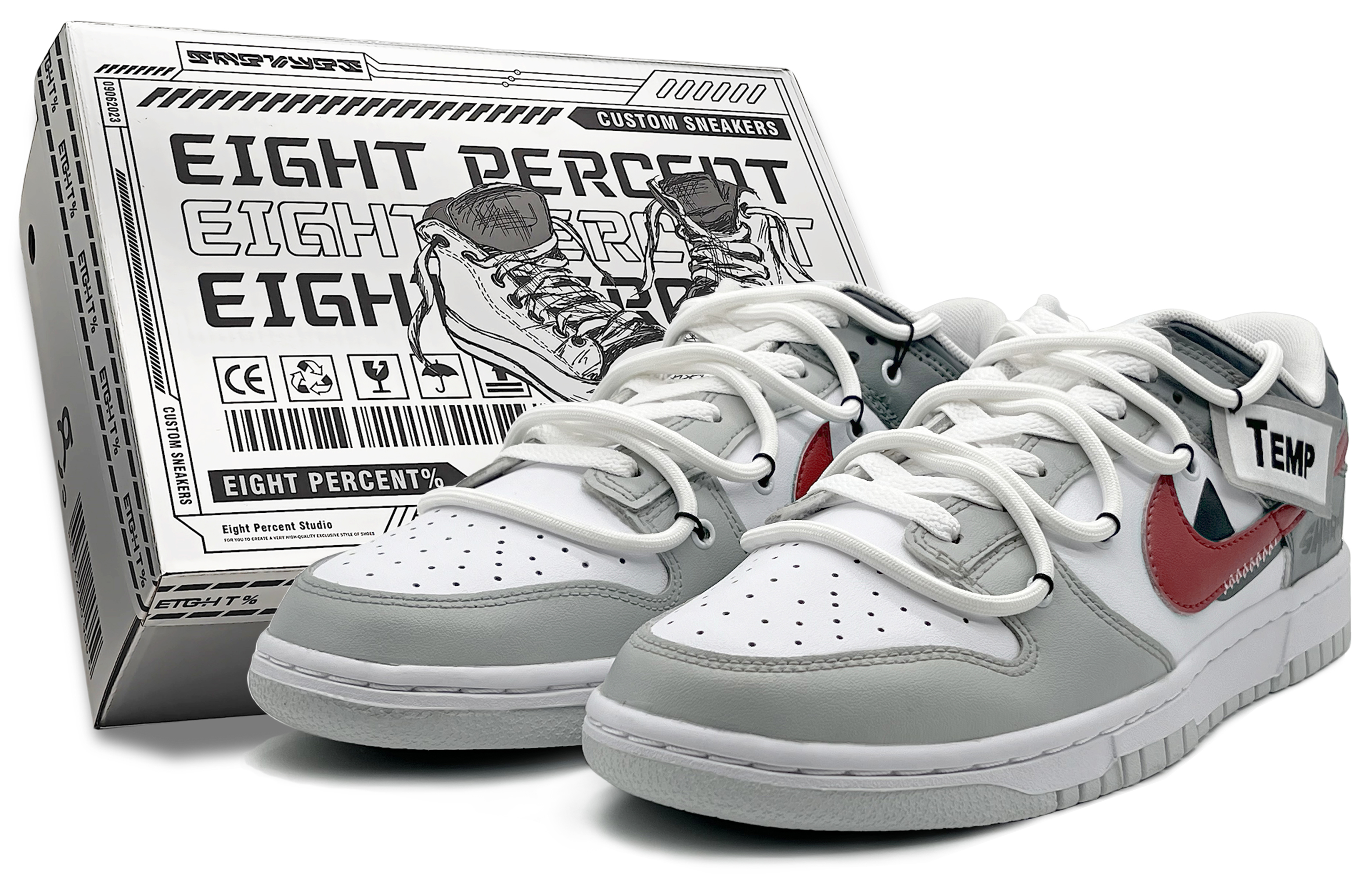 

Кроссовки Nike Dunk Skateboarding Shoes Men Low-top White, Gray, Red, темно-серый