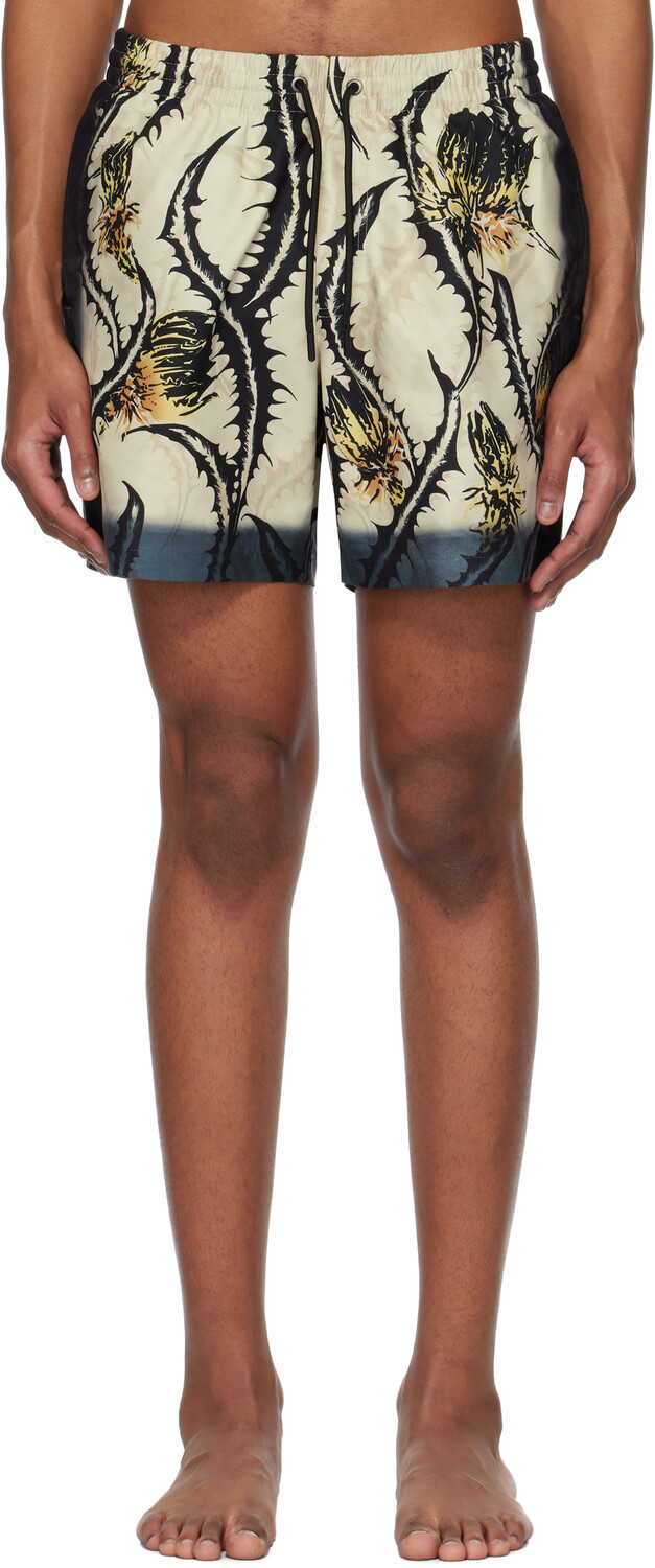 

Бежевые принтованные шорты для плавания Dries Van Noten