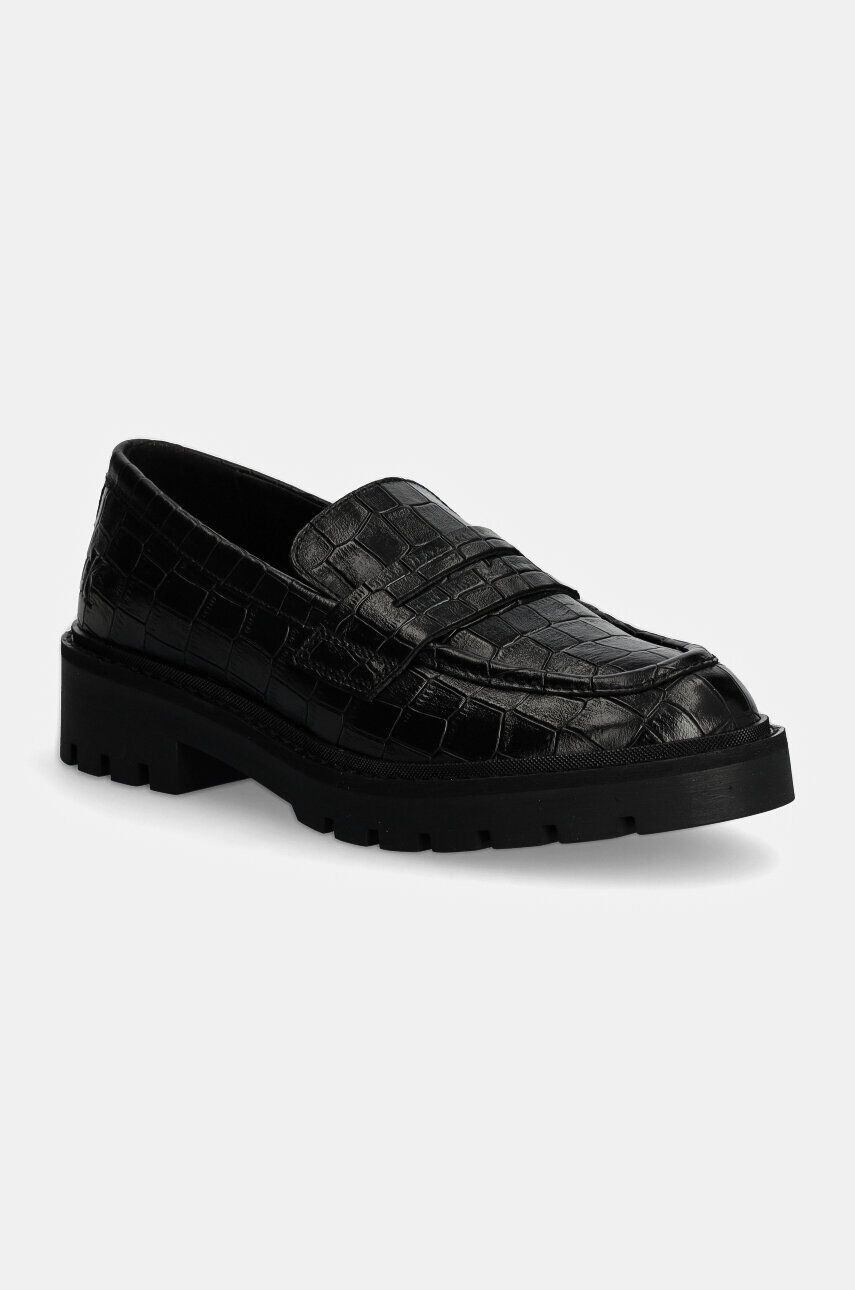 

Кожаные лоферы Calvin Klein Jeans FLATFORM LOAFER MG CROC LTH, черный