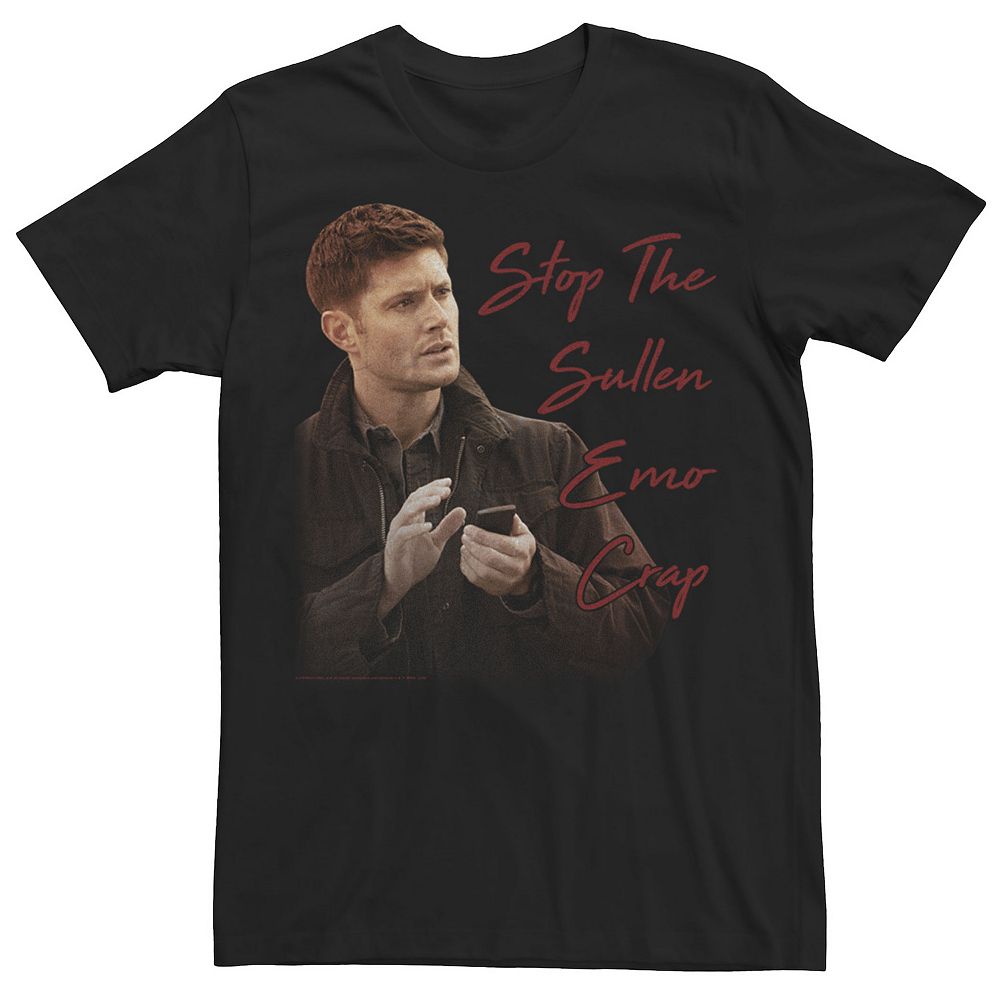 

Мужская футболка с портретом Supernatural Dean Stop The Sullen Emo Crap Licensed Character, черный