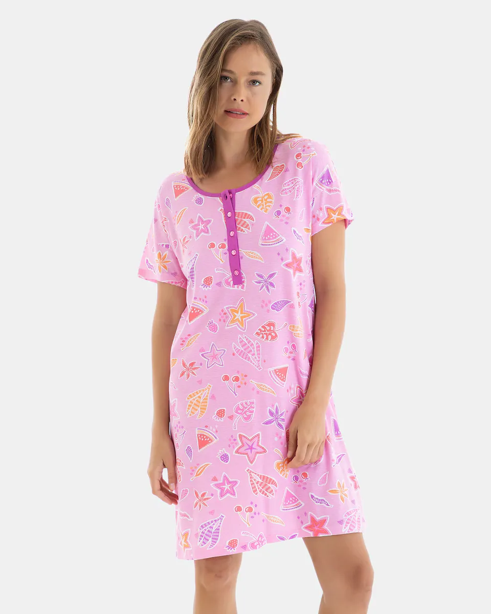 

Короткая ночная рубашка с принтом и короткими рукавами Massana, цвет Rosa
