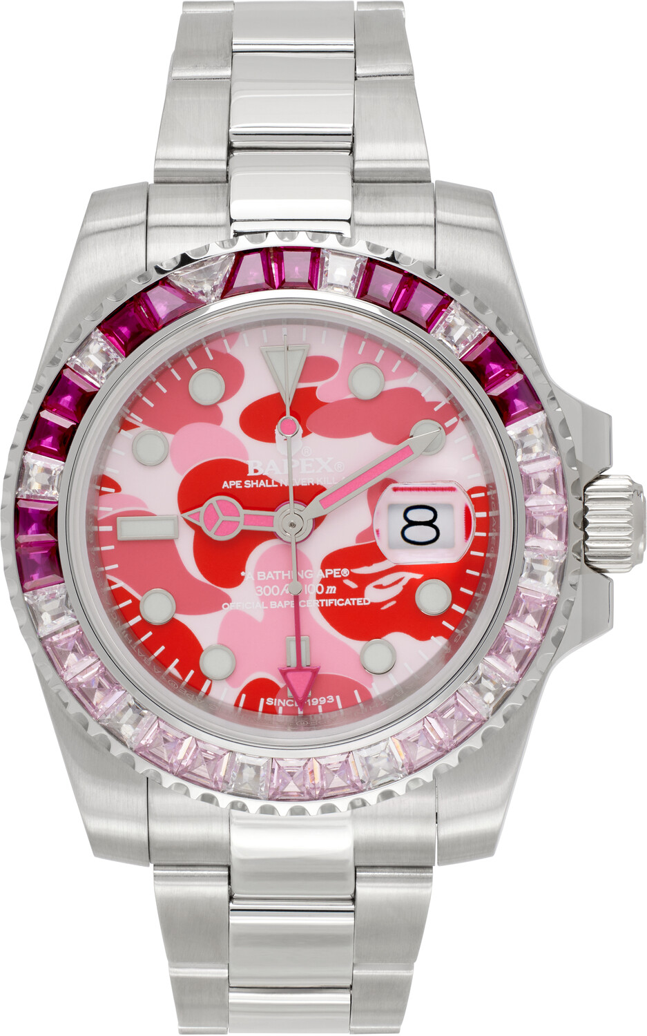 

Часы с серебристым и камуфляжным кристаллом Type 2 BAPE, розовый