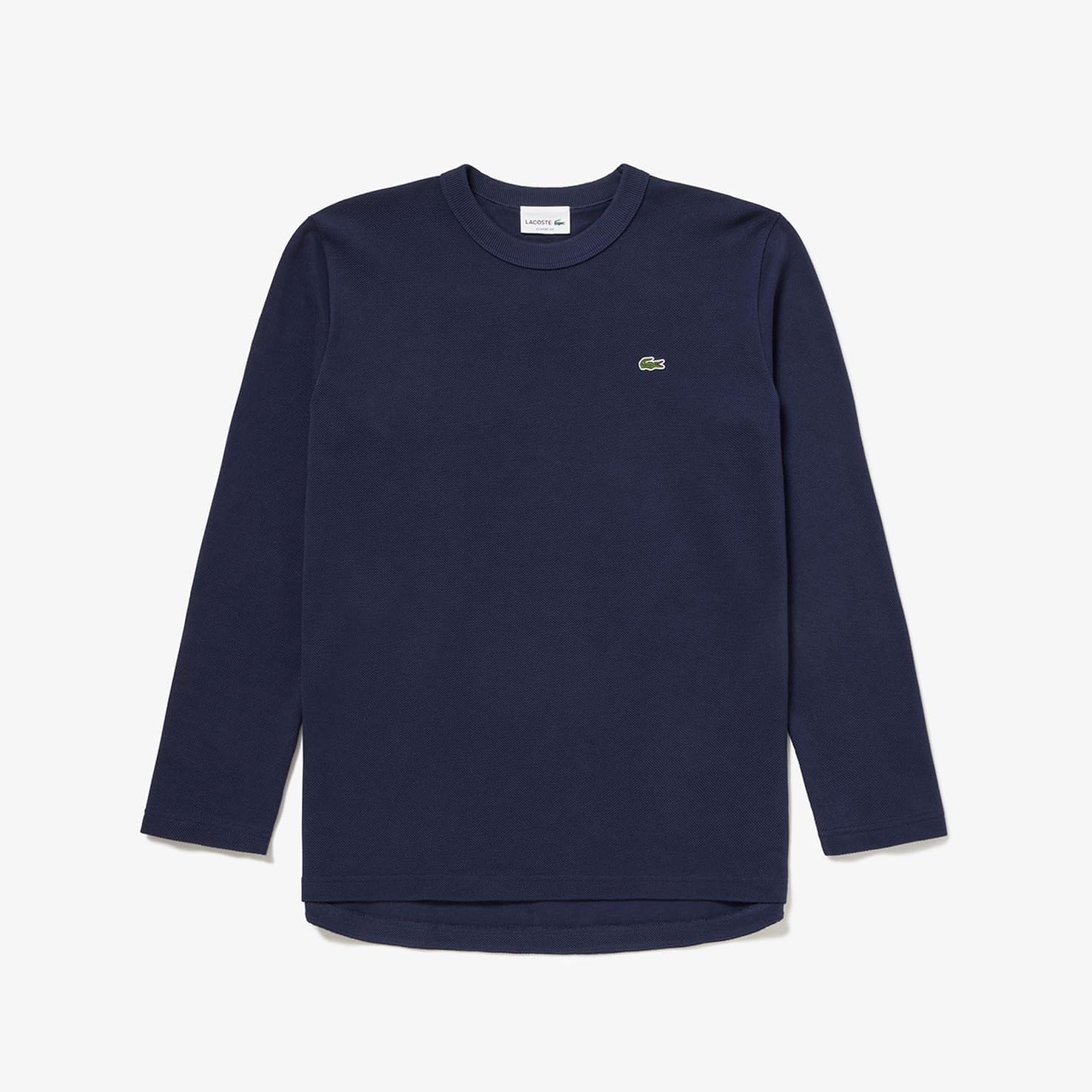 Мужская классическая футболка с длинным рукавом и объемным пике от LACOSTE (Официальная версия), темно-синий — фото 4