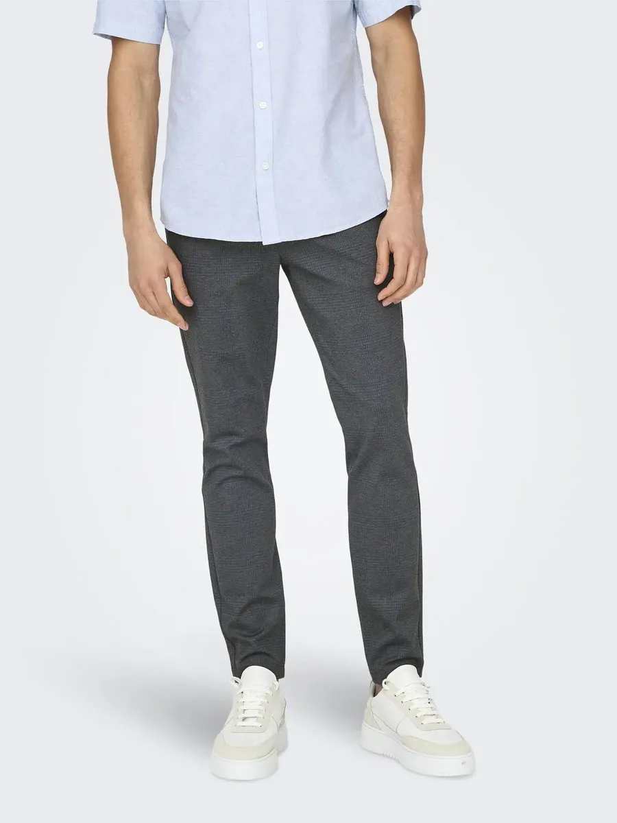 

Брюки-чиносы ONLY & SONS "ONSMARK SLIM CHECK 020920 PANT NOOS", синий
