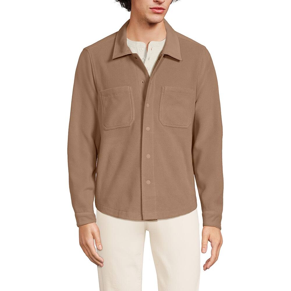 

Флисовая куртка-рубашка Big & Tall Lands' End, цвет Honey Beige