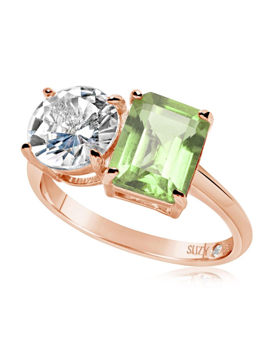 

Кольцо Suzy Levian из стерлингового серебра с двумя камнями Toi et Moi Suzy Levian New York, Green amethyst / rose gold