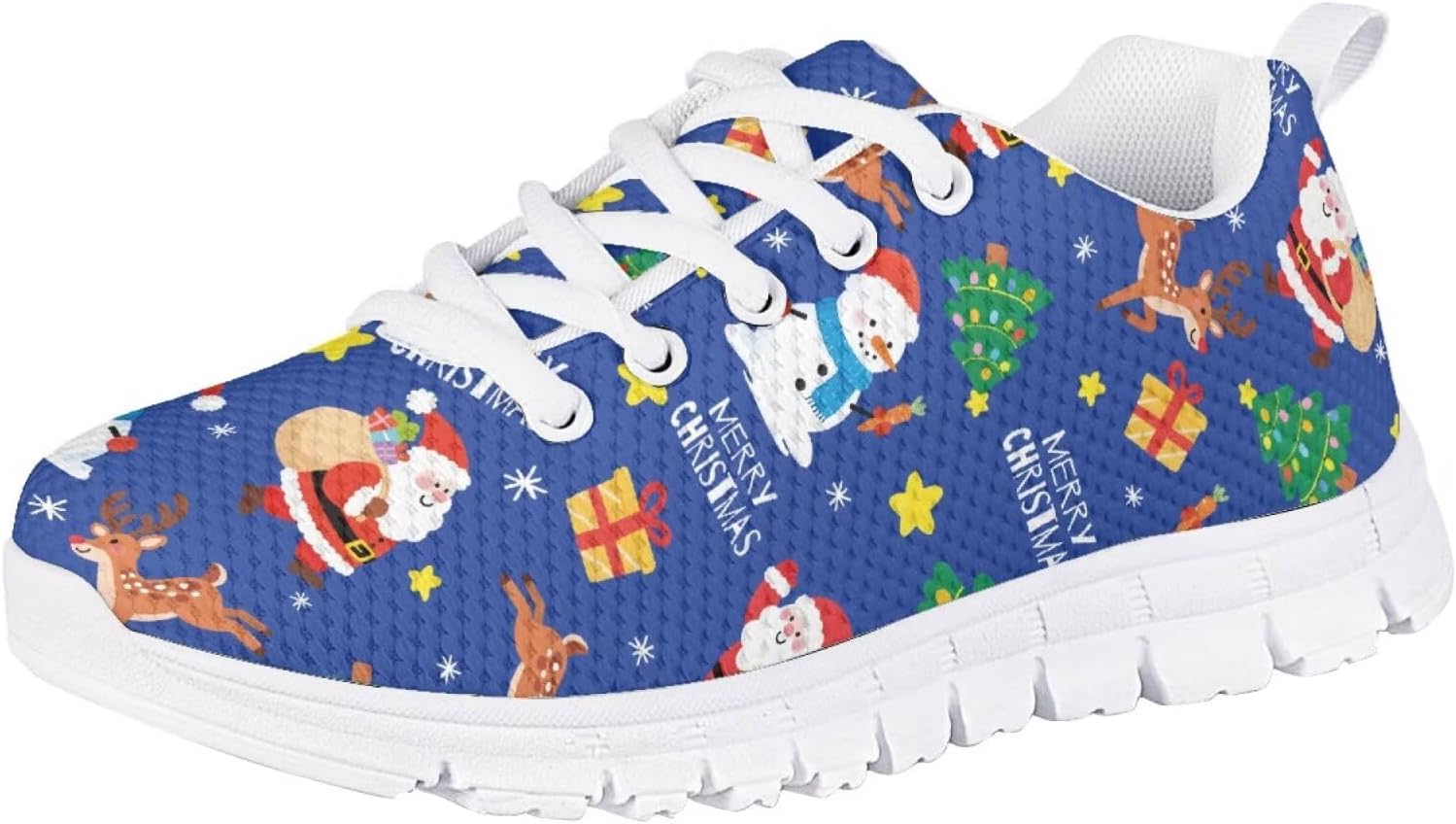 

Детские кроссовки Forchrinse для девочек и мальчиков, шнуровка, беговые и теннисные, легкая спортивная обувь, обувь для праздничных мероприятий, Santa Claus Snowman