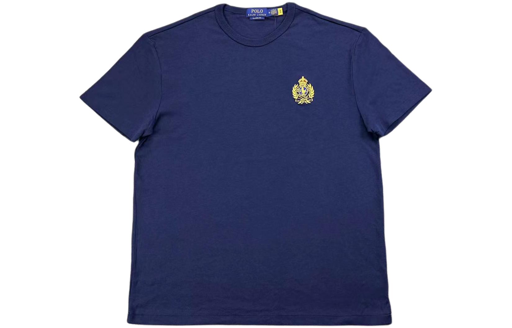 

Polo Ralph Lauren Однотонный логотип вышитый короткий рукав футболка с круглым вырезом мужская navy blue