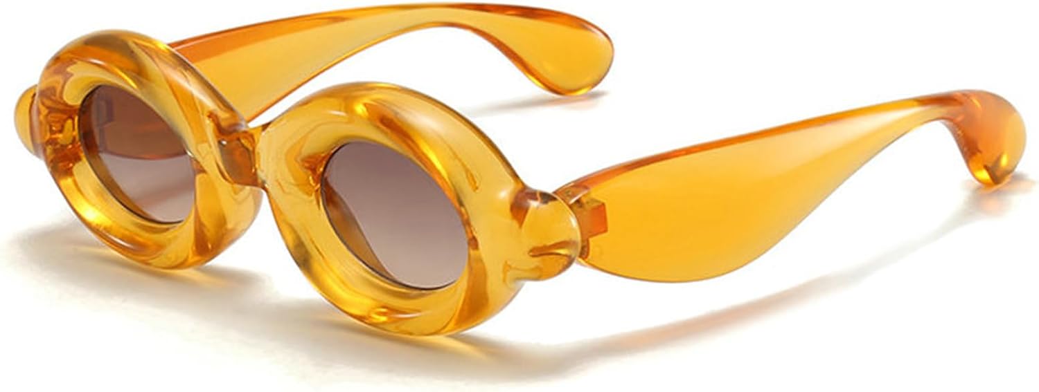 

COTIA 2025 Модные маленькие овальные солнцезащитные очки для женщин и мужчин. Уникальная толстая оправа, овальные линзы, конфетные цвета, милые солнцезащитные очки в стиле хип-хоп, Orange