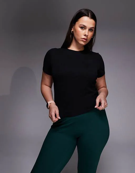 

4505 Облегающая хлопковая повседневная футболка Curve с быстросохнущей отделкой черного цвета, Черный, 4505 Облегающая хлопковая повседневная футболка Curve с быстросохнущей отделкой черного цвета