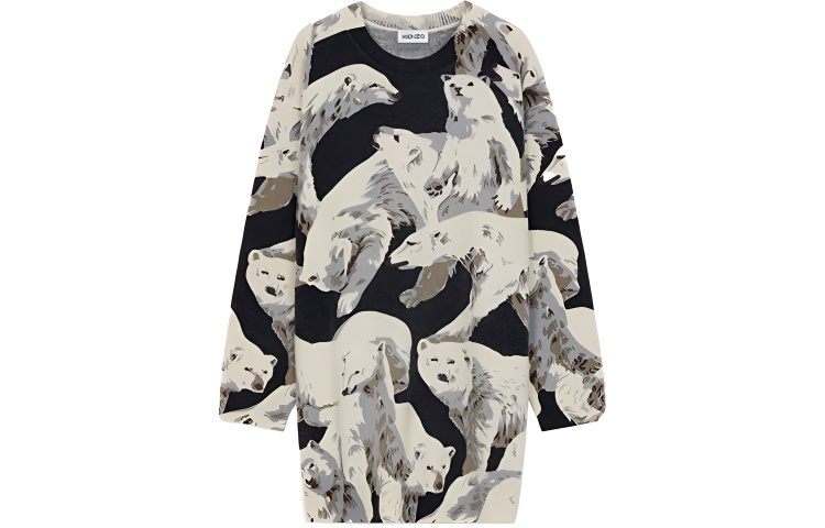 

KENZO Платье с длинными рукавами, женское, серое, осень-зима 21