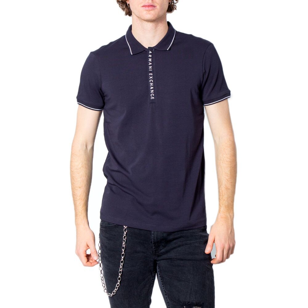 

Синяя хлопковая рубашка-поло Armani Exchange