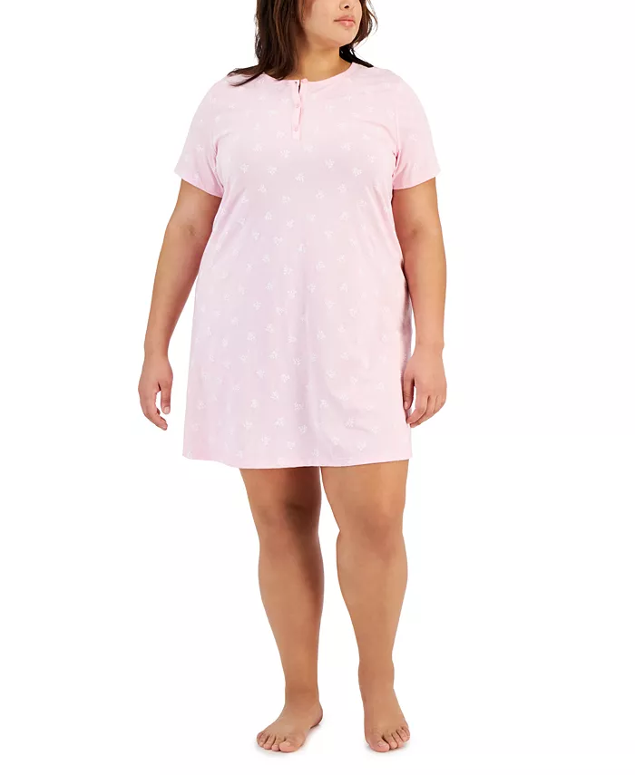 

Свободная ночная сорочка из хлопка с цветочным принтом Ditsy, Plus Size Charter Club, мультиколор