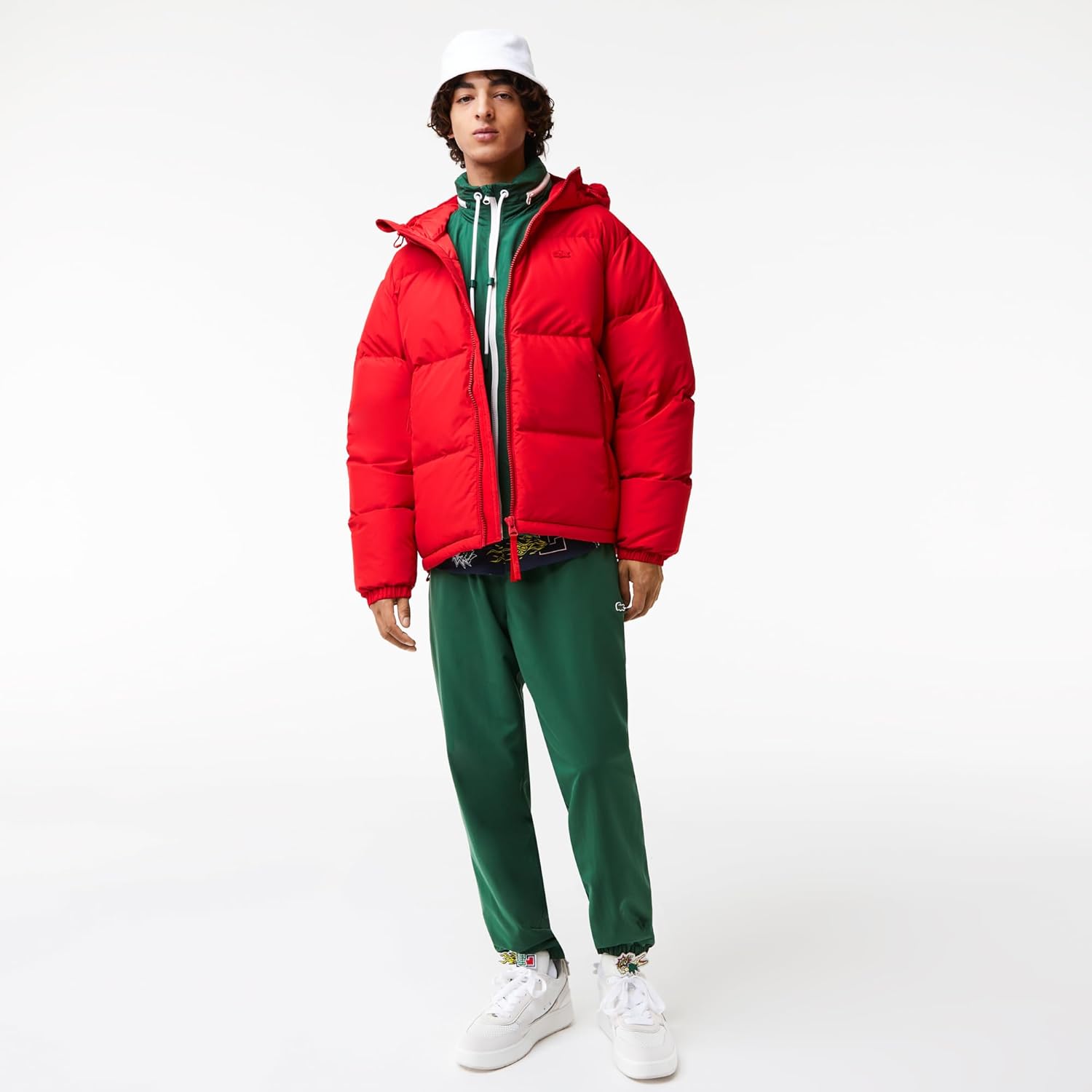 Lacoste мужская стеганая водоотталкивающая короткая куртка, Rouge — фото 2