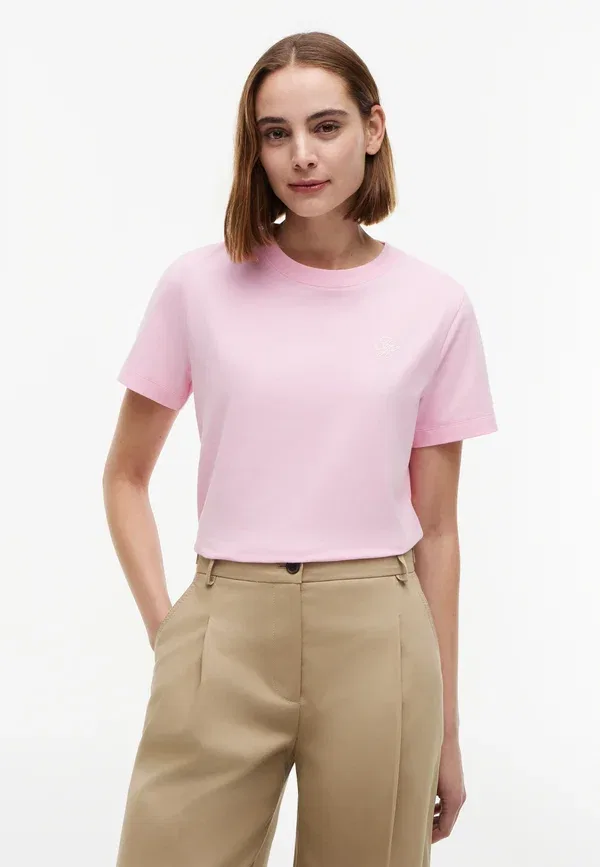 Футболка Tommy Hilfiger Th script reg c nk ss tee basic t-shirt, классический розовый