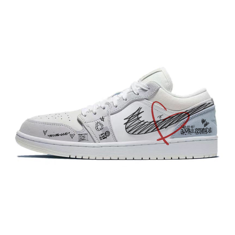 

Кроссовки Air Jordan 1 Vintage Basketball Shoes Unisex Low-top White/gray, серый