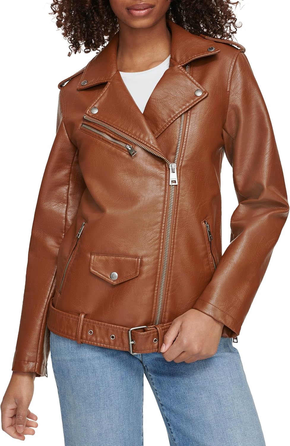 

Levi's Женская кожаная куртка-косуха с поясом оверсайз, Equestrian Brown