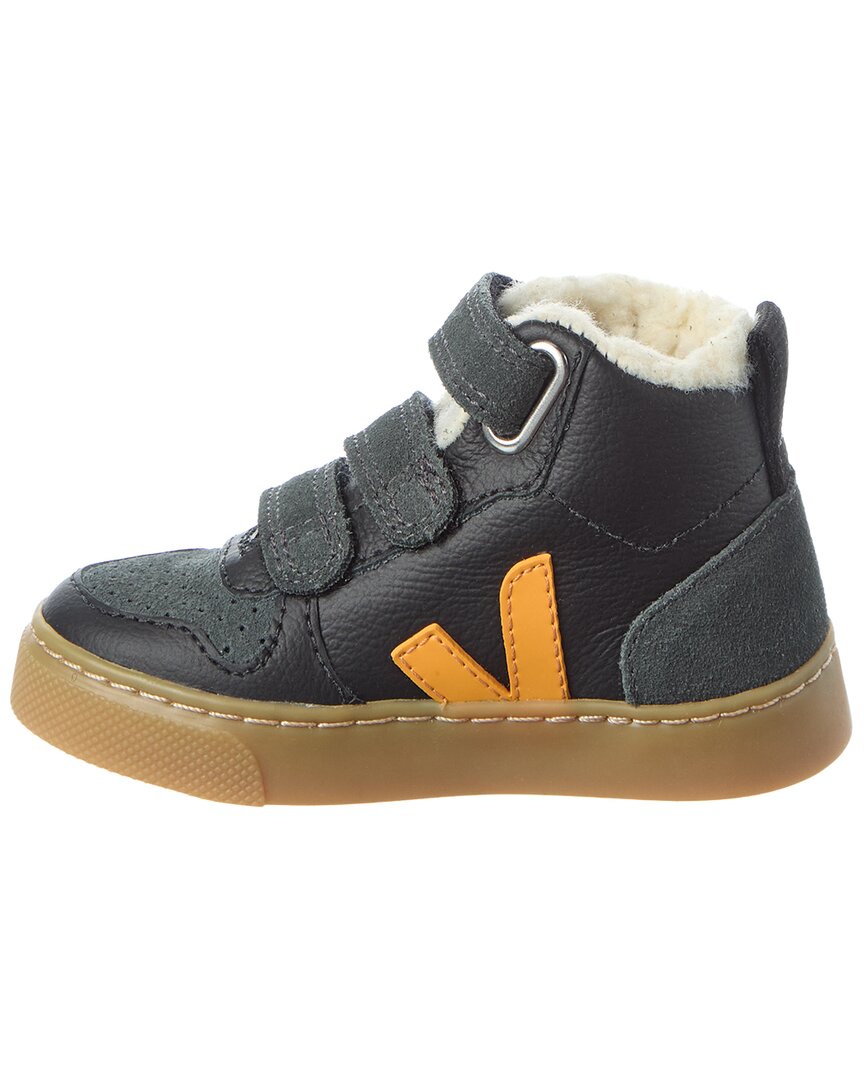 Зимние кожаные кроссовки VEJA Small V-10, черный — фото 2