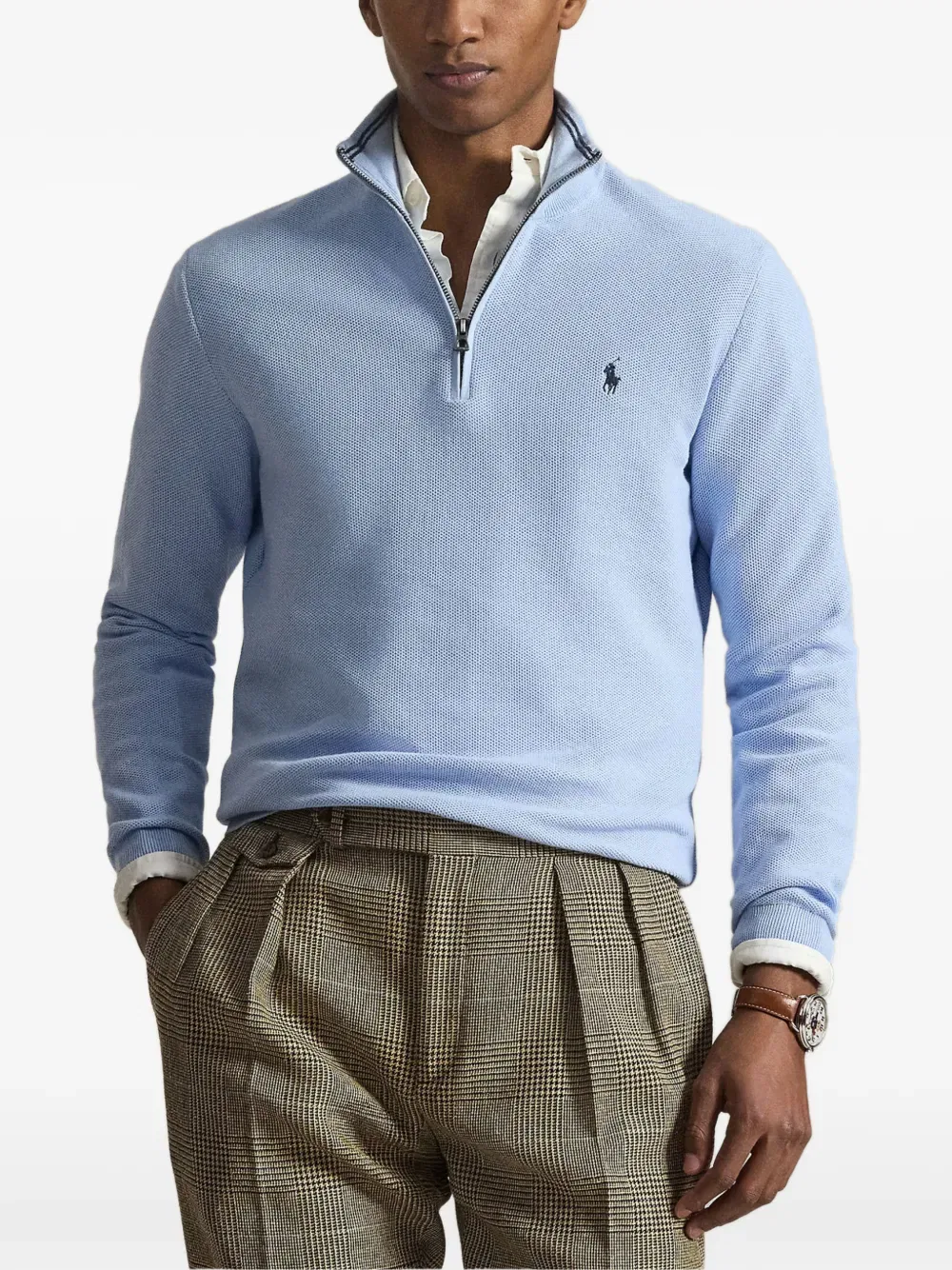 Свитер с застежкой-молнией до середины груди Polo Ralph Lauren, синий — фото 2