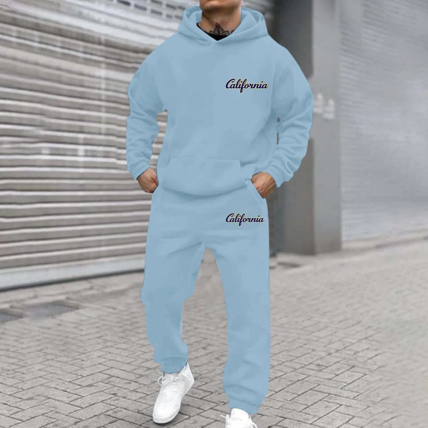 Спортивный костюм из двух предметов, мужской, Vintage California, A02-sky Blue — фото 2