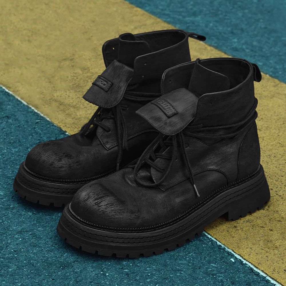 Мужские 7-дырочные боевые ботинки Wtrd5140 Kyle Horse Leather чёрного цвета от Wetheroad
