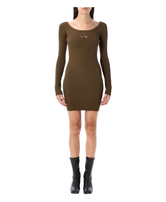 

Зеленое ребристое мини-платье осень-зима 2025 Diesel, зеленый