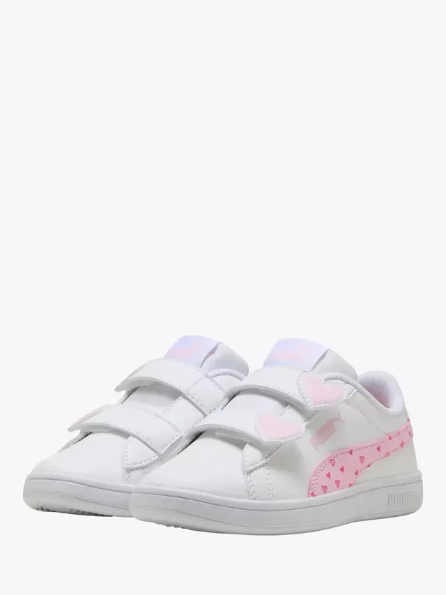 Детские кожаные кроссовки Smash 30, бело-розовые PUMA — фото 2