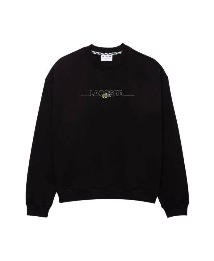 

Хлопковый свитер свободного кроя Lacoste, черный
