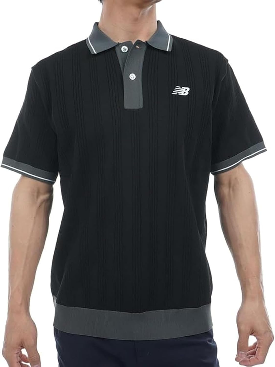 

Мужская трикотажная рубашка-поло для гольфа New Balance 012-5175001 с коротким рукавом (эластичная), черный