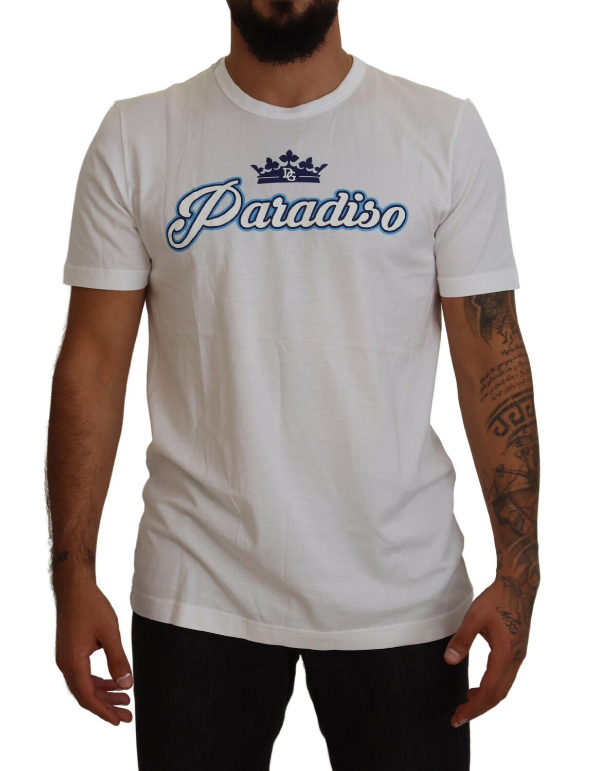 

Футболка Regal Crown Paradiso Print Crew Dolce & Gabbana, белый