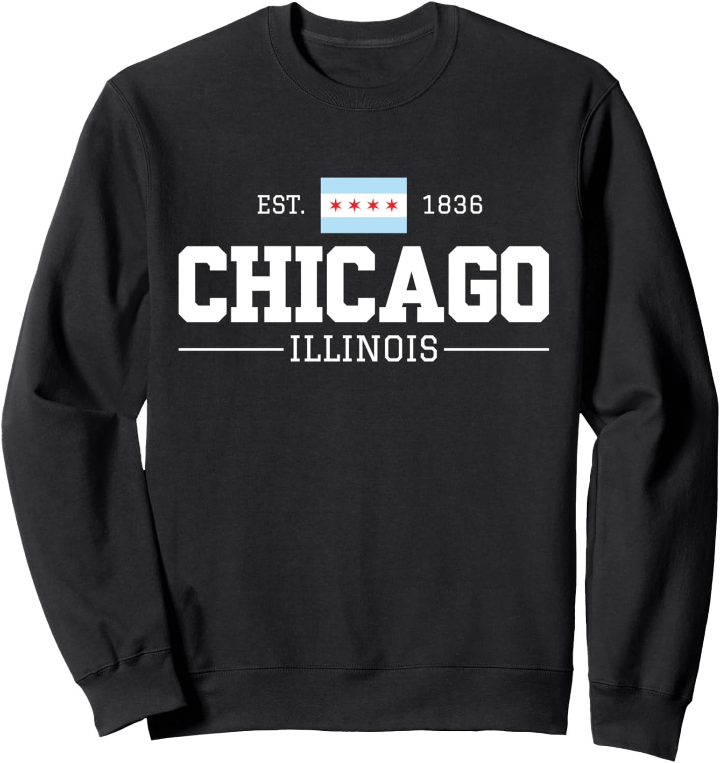 

Винтажная толстовка с флагом города Чикаго, штат Иллинойс Chicago & Unique Gift, черный