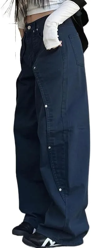 

Obenie женские джинсы low rise с широкими штанинами