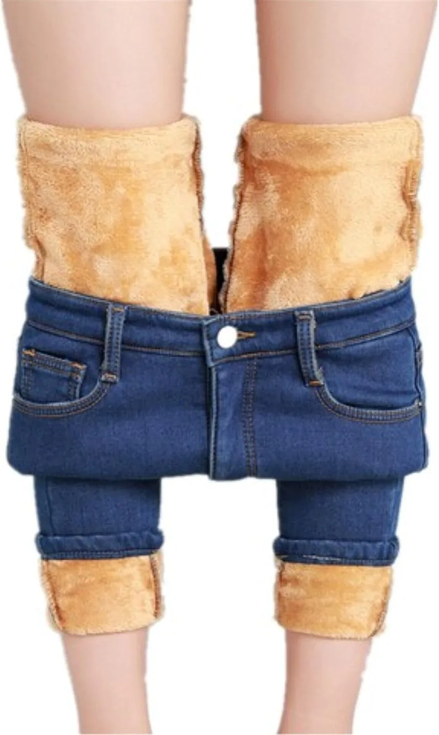 

Женские джинсы с флисовой подкладкой, утепленные, скинни, на высокой талии