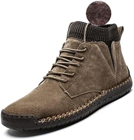 

Мужские зимние лоферы VOCECO с меховой подкладкой, ручной строчкой, шнуровкой, челси, повседневные кожаные ботинки для прогулок, хаки