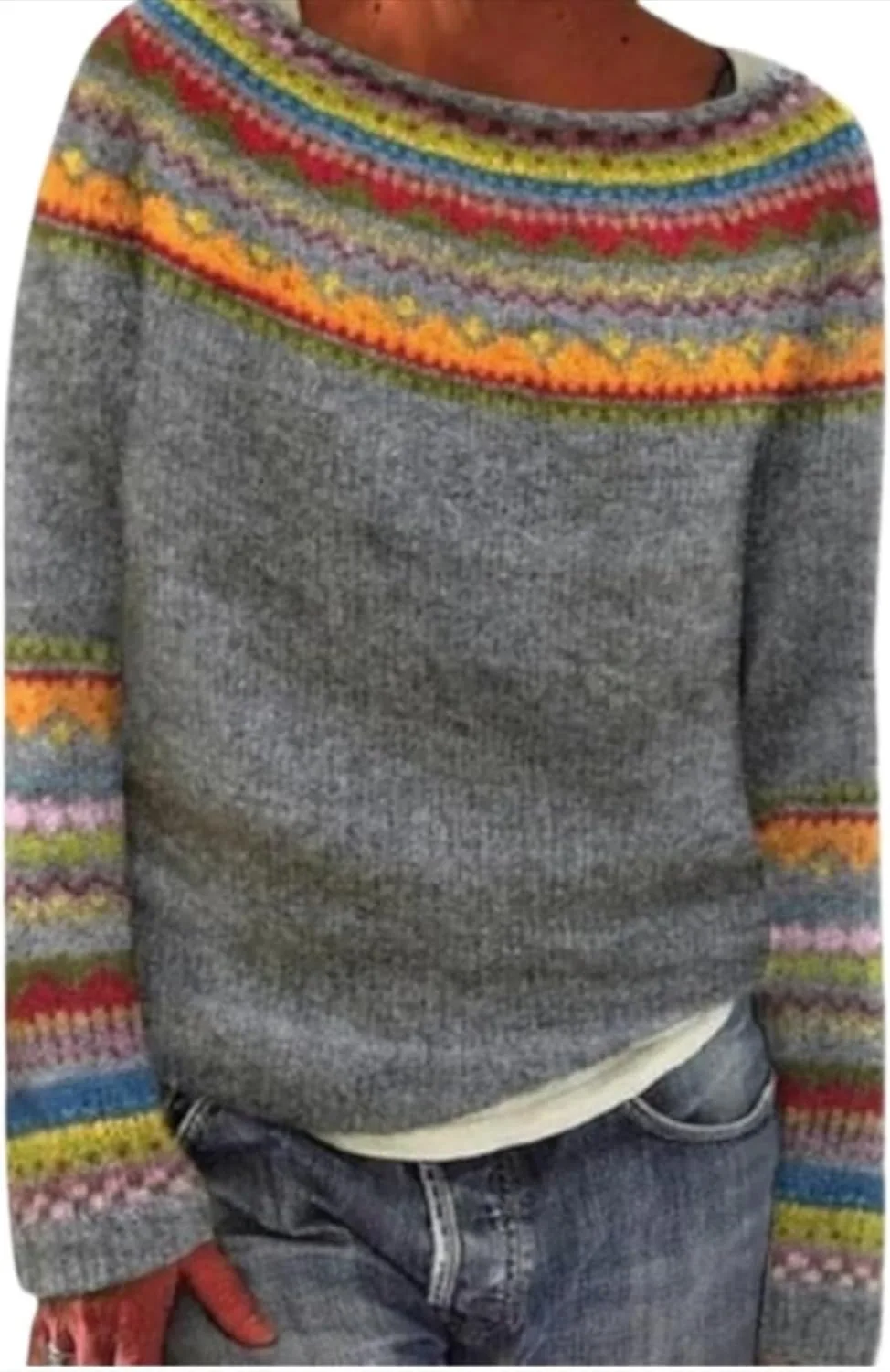 

Свитер Fair Isle в ретро-нордическом стиле с косой QJK