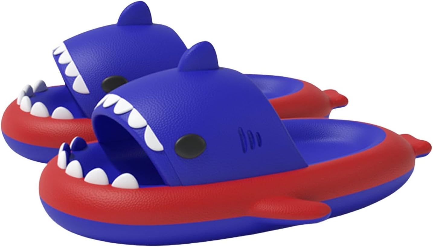 

Оригинальные шлепанцы с акулой, новые милые шлепанцы с радужной акулой для взрослых, шлепанцы с акулой с звездным градиентом, унисекс Generic, красный/синий