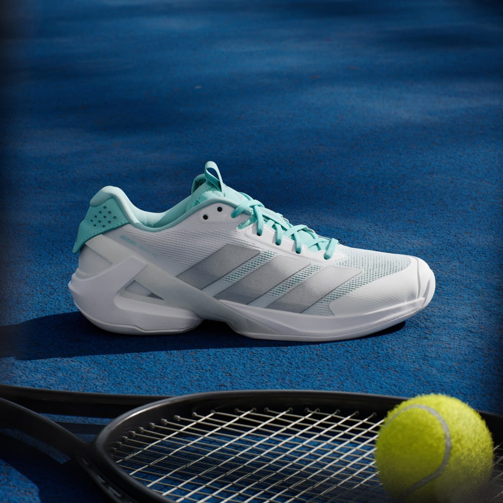 Кроссовки Adidas adizero Ubersonic Tennis Shoes, цвет Cloud White/Silver Metallic/Mint Ton — фото 2