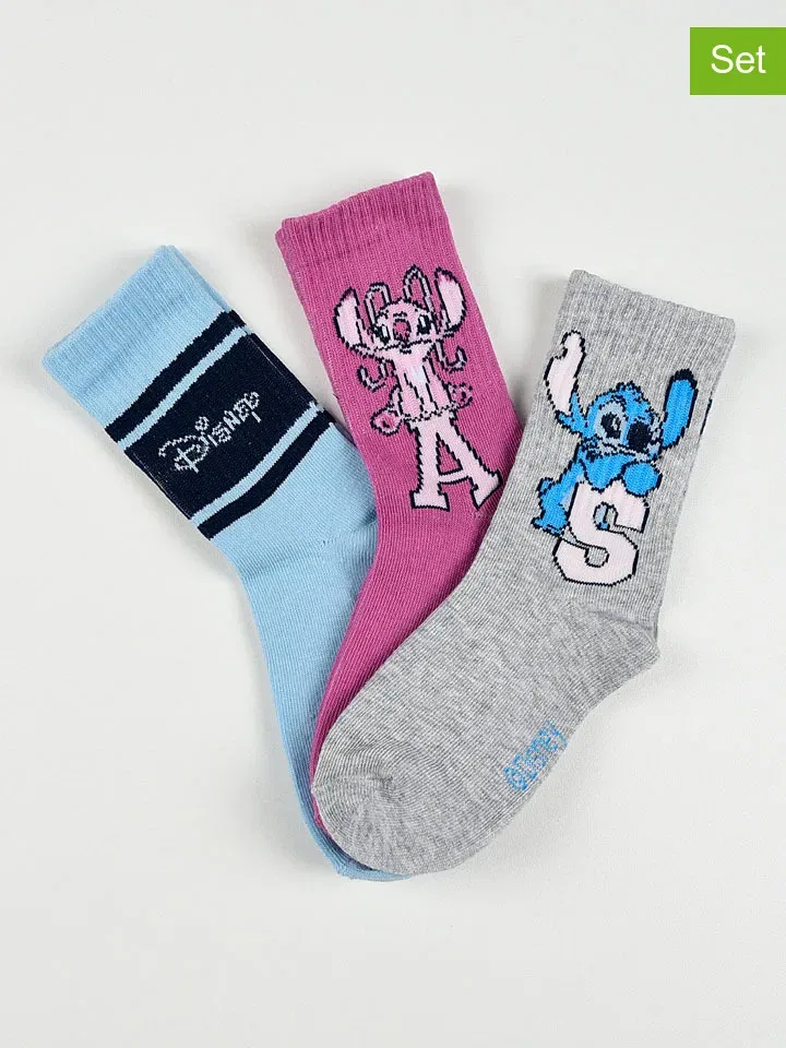 Носки 3er-Set Lilo & Stitch, серый, фиолетовый, голубой