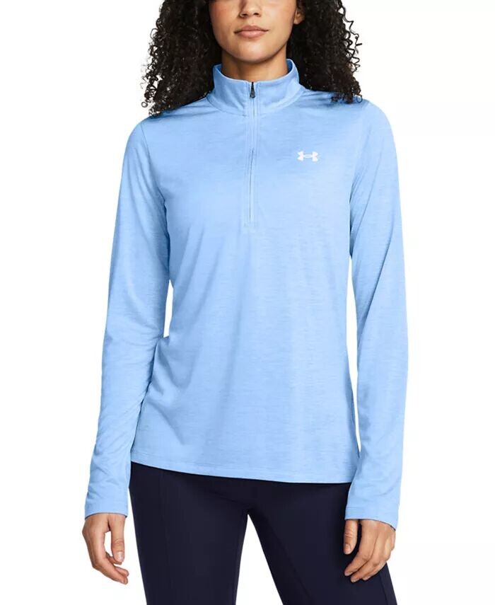 

Женский топ Twist Tech с молнией до половины и логотипом Under Armour, синий