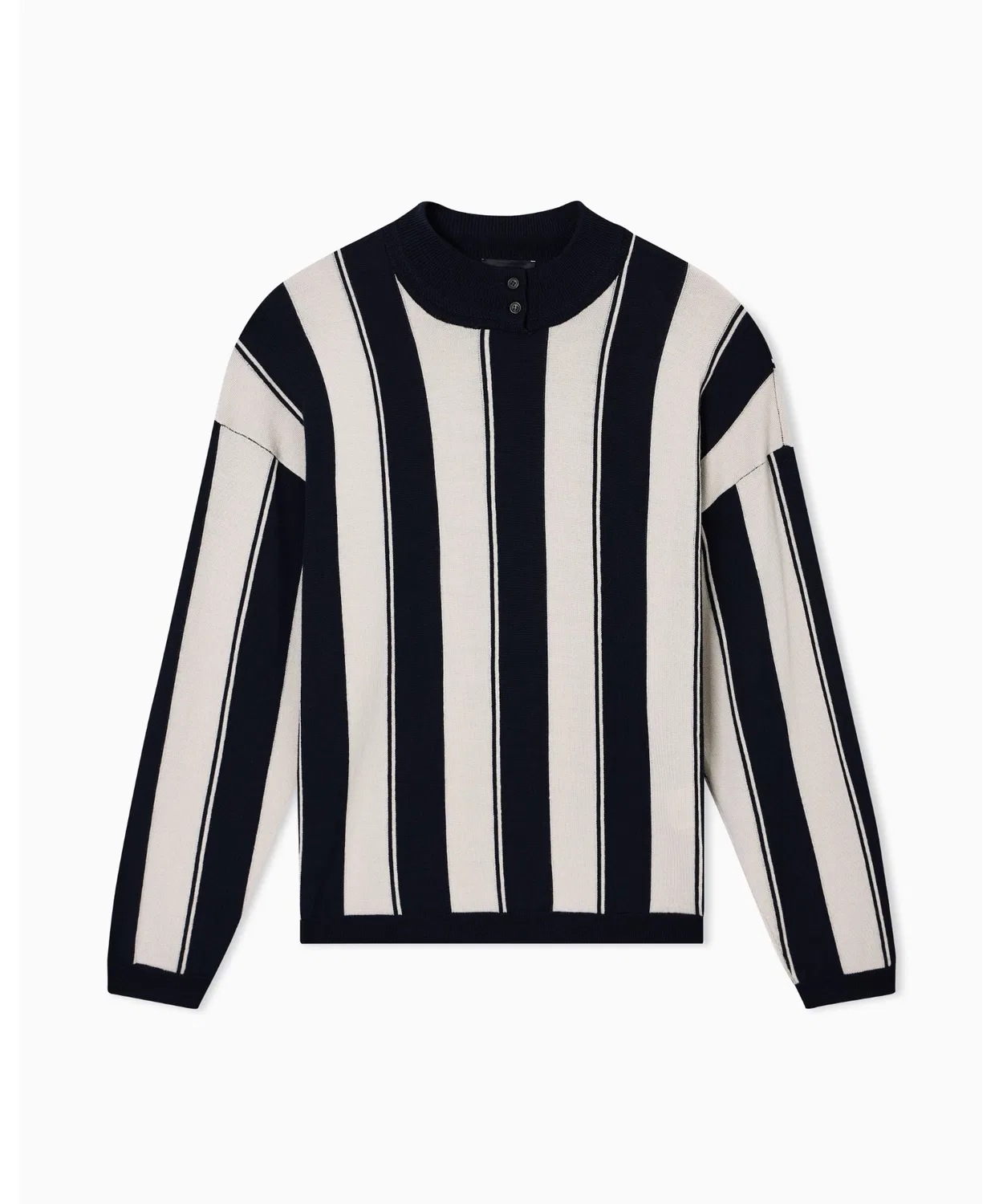 Свитер Emporio Armani из чистой шерсти с интарсией, темно-синий