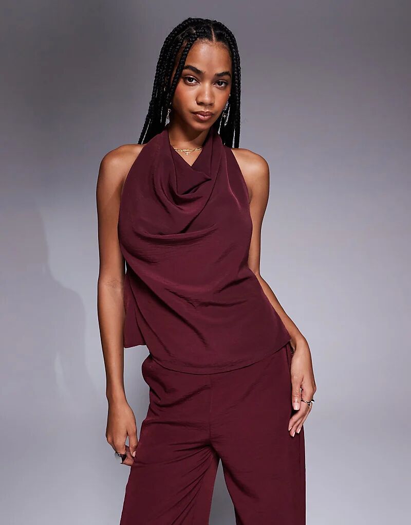 

Топ ASOS DESIGN с капюшоном и пряжкой на спине, бордовый