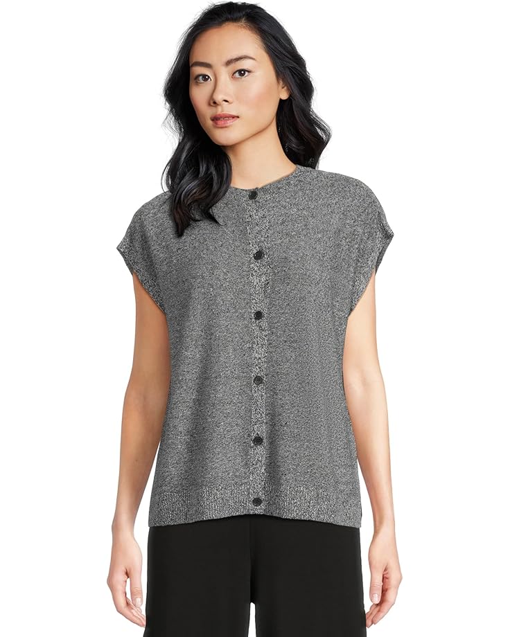 

Свитер Eileen Fisher Organic Linen Cotton Crew Neck Vest, черный/белый
