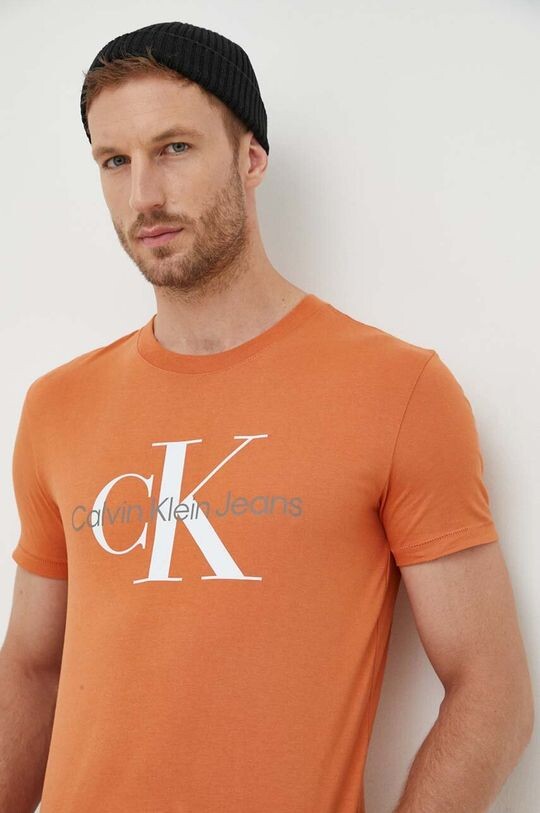 

Хлопковая футболка Calvin Klein Jeans, оранжевый